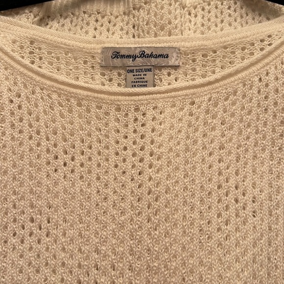 Tommy Bahama Womens Lightweight Cover Up Top White Linen Sweater One Size - Picture 8 of 8